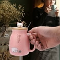 thumbnail image 2 of 1Pc Lovely Cat Ceramic Cup with Spoon and Lid Coffee Water Milk Mug for Drinkware Gift(Pink), 2 of 8