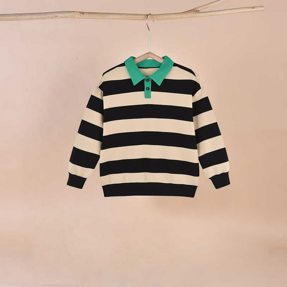 Kids Sweatshirts Soft Cotton Warm Crewneck Cartoon Stripes Long Sleeve Pullover Sweatshirts for Boys Or Girls