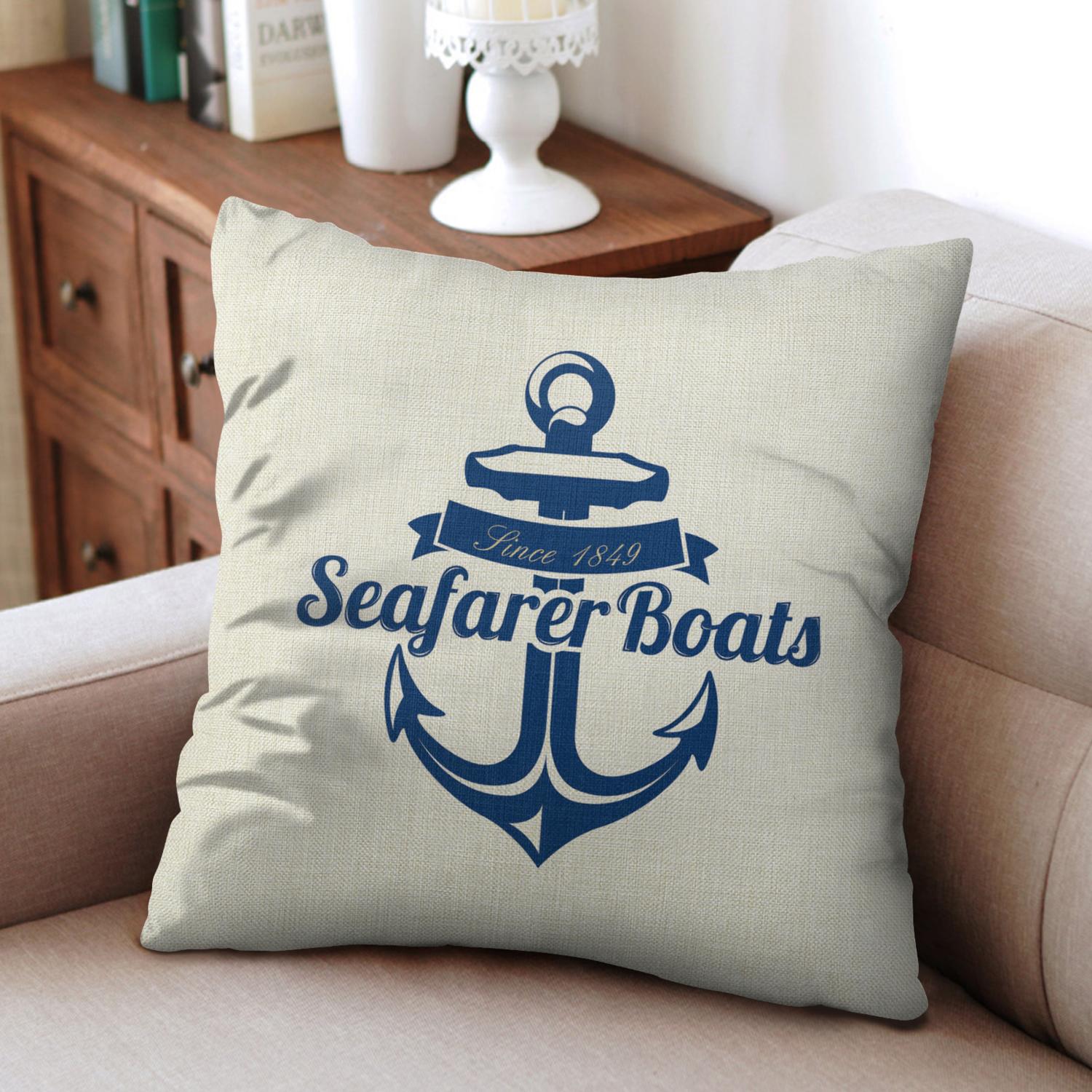 Ocean Nautical Gifts: Navy Blue Starfish Coral Anchor Pillow Covers 18x18, Throw Pillow Cases 2 Pack, Sea Animal Cushion Cases for Bed Sofa Home Car Bedroom