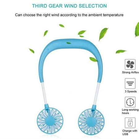 

Weerihhol Portable USB Rechargeable Neckband Lazy Neck Hanging Style Fan Portable Fan