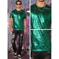thumbnail image 3 of Unique Bargains Men's Metallic Shiny T-Shirt Round Neck Short Sleeves Sparkle Tee Top M Green, 3 of 5