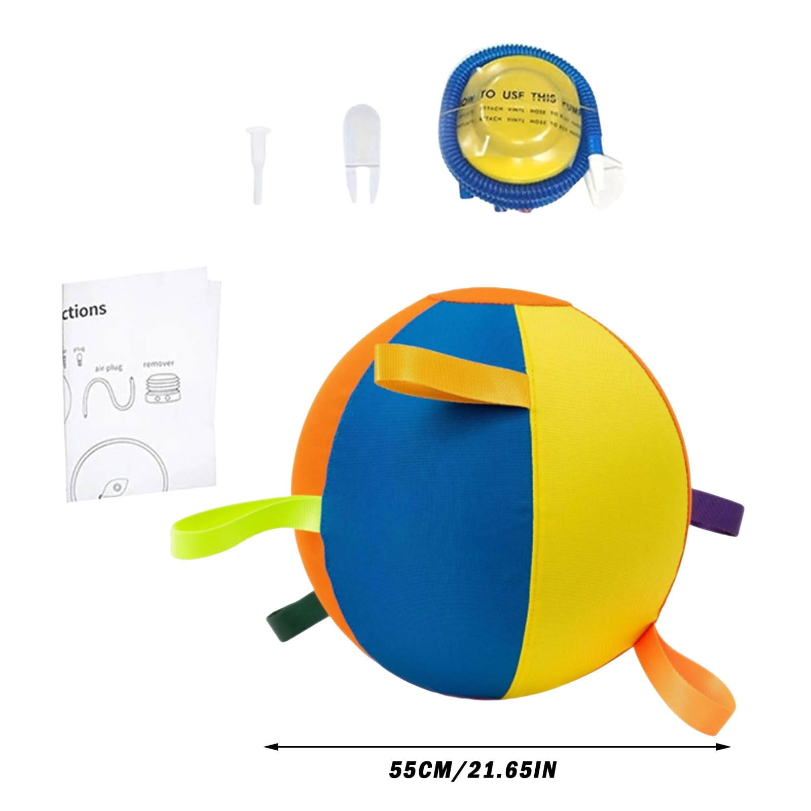 Herding Ball for Dogs & Horses - Tear-Resistant Inflatable Toy with Heavy-Duty Handle Cover & Pump - Durable Exercise Ball for Large Pets (9.84inch)