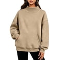 thumbnail image 2 of Frostluinai Womens Funnel Neck Sweatshirt Long Sleeve Oversized Pocket Pullover Plain Mockneck Casual Loose Sweat Shirts Drop Shoulder Fall Clothes, 2 of 9