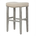 thumbnail image 5 of 29" Upholstered Saddle Seat Bar Stool (Set of 2) in Beige, 5 of 5
