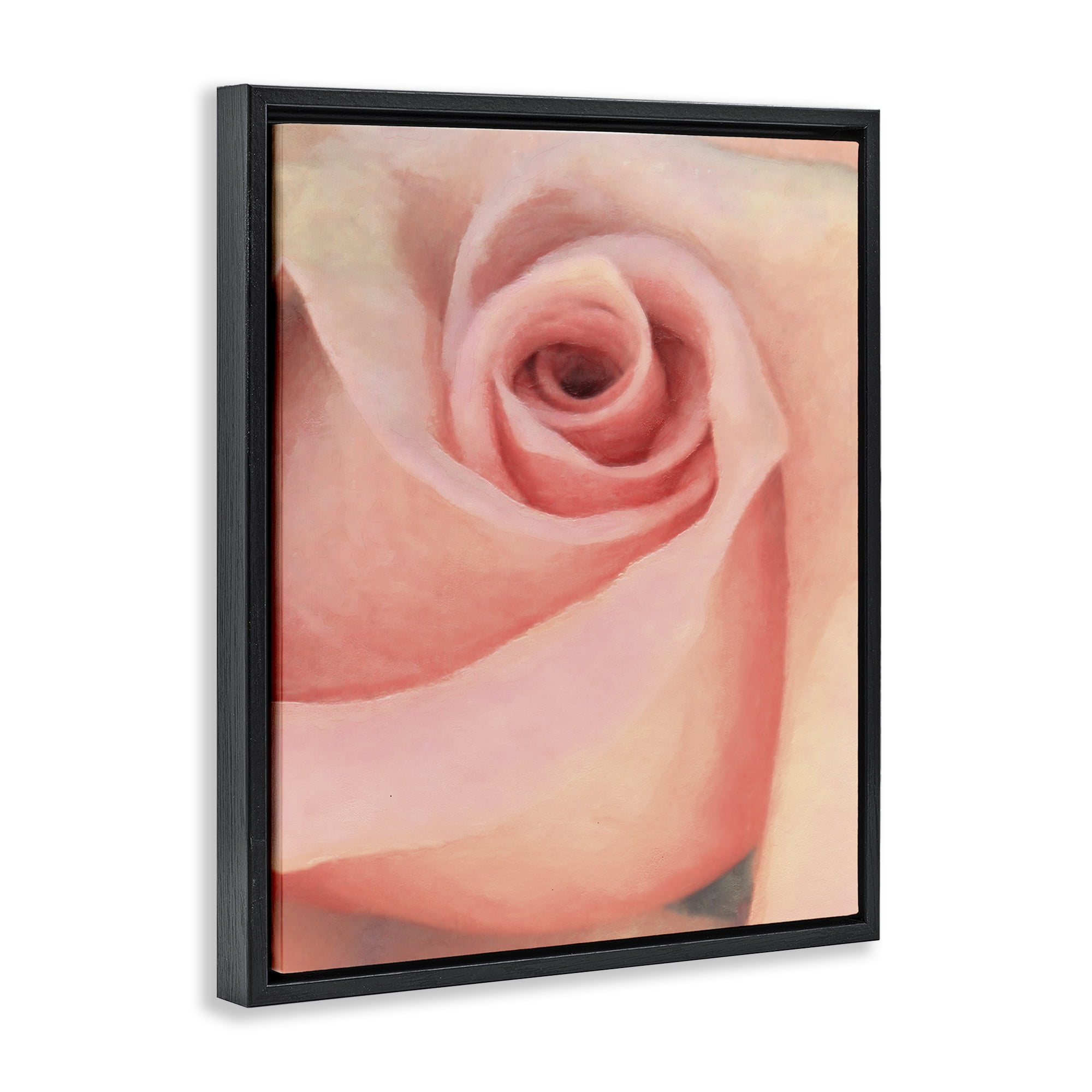 Stupell Industries Spiral Rose Anther Botanical & Floral Painting Black Floater Framed Art Print Wall Art, 17 x 21