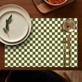 thumbnail image 5 of Olive Green and White Checkerboard Pattern Summer Placemats Table Placemats Set Of 4-Linen Kitchen Washable Placemats Table Mats 11.8"x17.7" Non-Slip Heat Resistant, 5 of 6