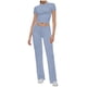 thumbnail image 1 of Conjunto de 2 piezas para mujer: top corto de manga corta y pantalones rectos, estilo deportivo informal, tallas reales para primavera/verano, 1 of 6