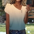thumbnail image 2 of Summer Tops for Women 2026 Gradual Casual Short Sleeve T-Shirt Fashion Slanted Neck Button Shirts, 2 of 7