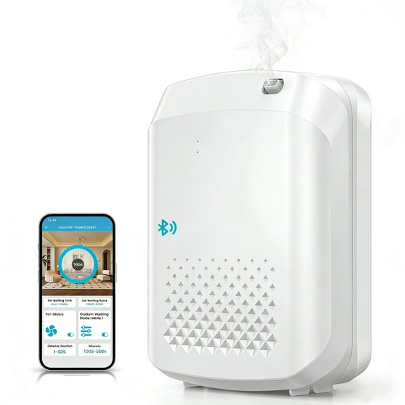 Waterless Essential Oil Diffuser 3000 Sq.Ft Coverage for Large Home Hotel Office, 400ml Cold Air Scent Machine for Aromathrapy, Bluetooth App Control, Quiet No-Noise Aroma Diffuser Wall Amount