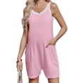 thumbnail image 3 of Maternity Women Solid Color Sleeveless Overalls Casual Loose Jumpsuit Shorts, 3 of 6