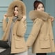 thumbnail image 5 of Chaqueta corta de mujer engrosada con felpa y cuello de piel grande, corte entallado y chaqueta de algodón adelgazante, 5 of 6