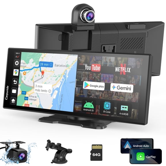 Carpuride Dash Cam Front And Rear CarPlay Screen for Car With AI Gemini & Download APP 11.26" Built-in GPS /OTA (125PLUS )