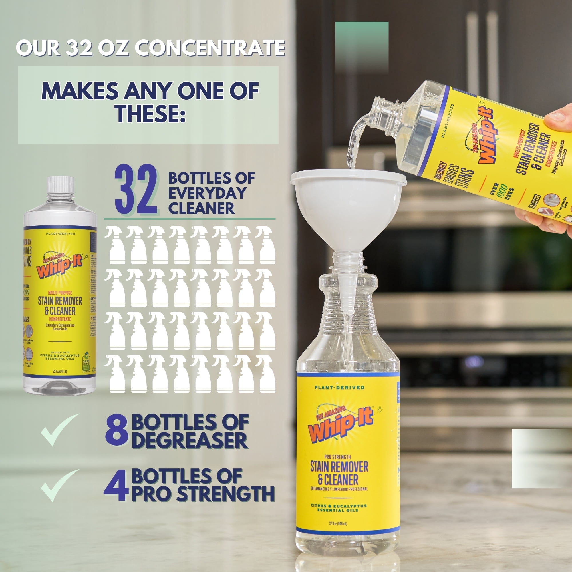 Whip-It! Multi Purpose Cleaner & Stain Remover, 32 Oz, Enzyme