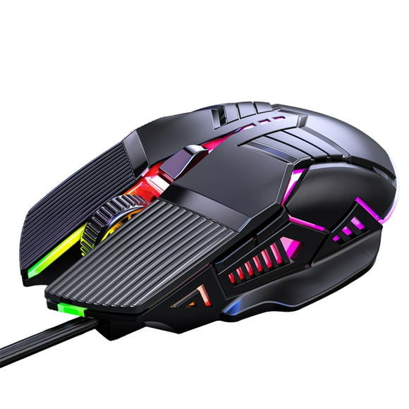Black Rgb Gaming Mouse Wired Usb 4 Dpi Adjustable Ergonomic Computer Mouse With Macro Programming For Pc Laptop Computer Gaming Setup