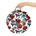 thumbnail image 2 of Botanical Round Floor Cushion with Handle, Print of Meadow Beauty Along Poppy Cornflower Lily Blooming Branches Blossom, Pillow for Living Room & Dorms, 18" Round, Red and Purple, by Ambesonne, 2 of 4