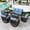Navy-blue, variant on Summit Living 7-Seat Wicker Patio Furniture Set with 4 Swivel Chairs & 3-Seat Sofa with 2 Coffee Table, Outdoor Sectional Conversation Set, Beige