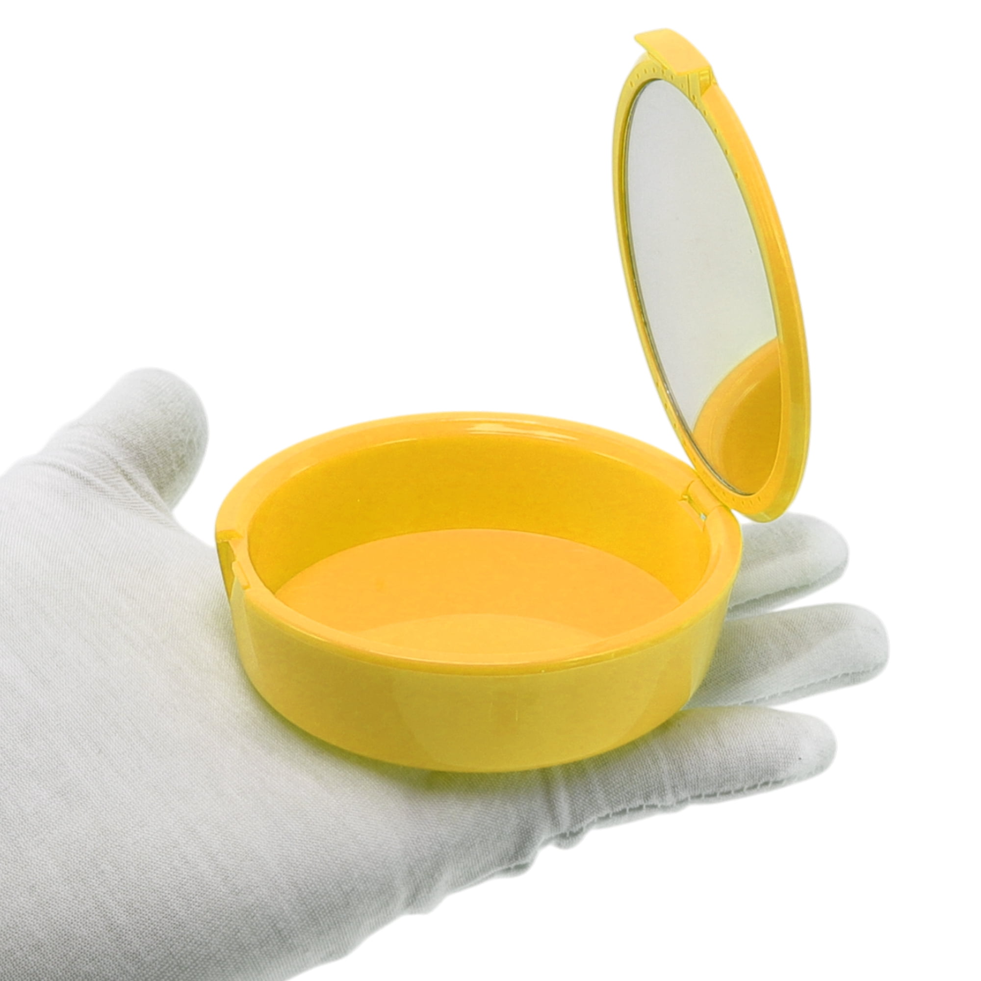Unique Bargains Round Braces Box with Mirror 1 Pc Yellow