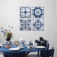 thumbnail image 3 of Blue Bathroom Wall Art Decor, Canvas Wall Art with Vintage Mandala Flowers Prints for Bedroom, Kitchen, 12x12 Inch Navy Blue Tile Wall Art Set of 4, 3 of 6
