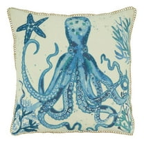 Saro Lifestyle 7125.NB20SC 20 in. Octopus Throw Square Pillow Cover, Navy Blue