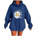 thumbnail image 2 of EchfiProm Oversized Sweatshirt for Womens Floral Hoodies with Pockets Hooded Long Sleeve Trendy Blue Womems Tunic Tops Pullover, 2 of 4