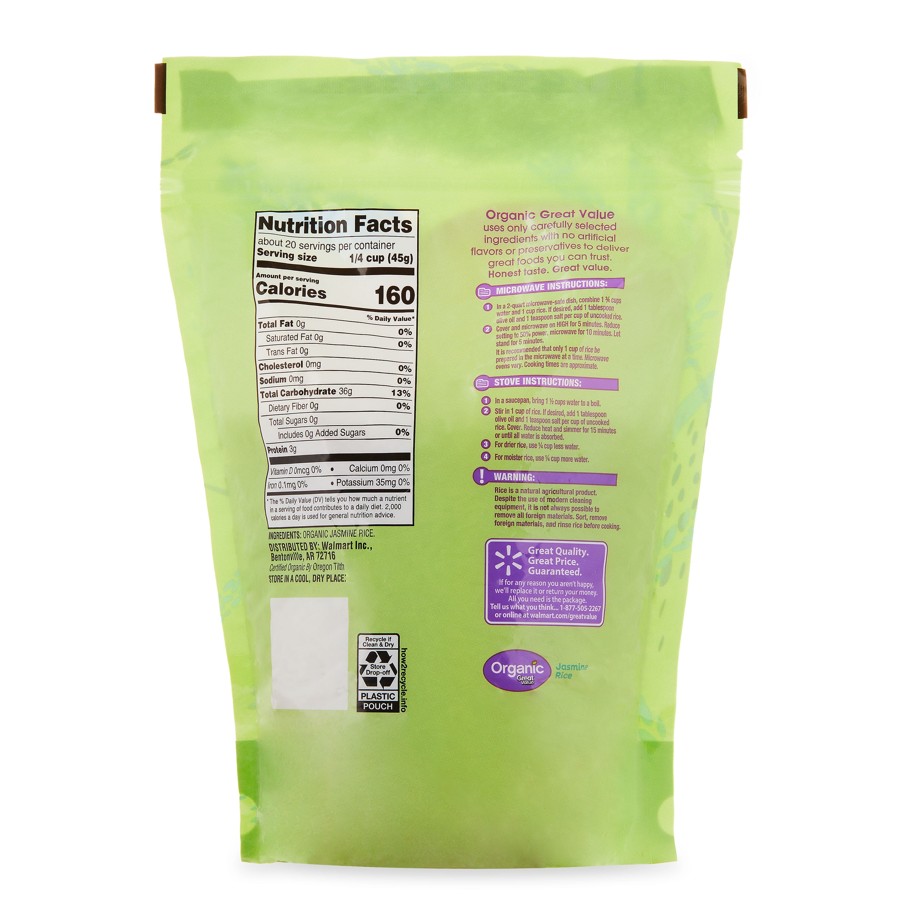 Great Value Organic White Jasmine Rice, 2 lb