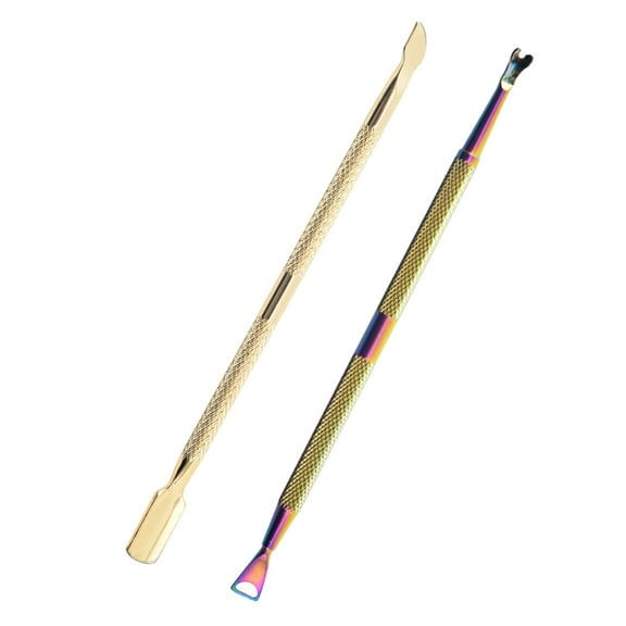 Cuticle Pusher Nail Polish Remover Stainless Steel Manicure Tool Set Gel Nail Polish Peeler Scraper Nail Care Stick Pedicure Kit for Fingernail and Toenail - Gold