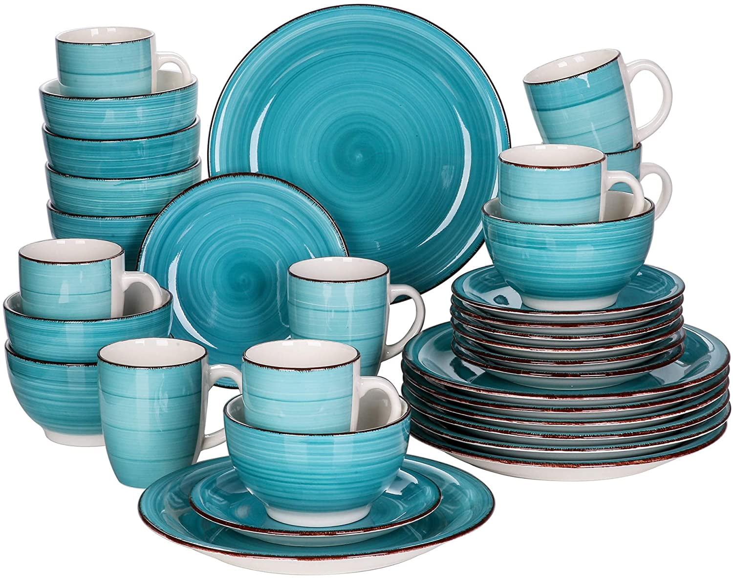 Dinnerware Set For 8 Painted Stoneware Casual Chic  Everyday Kitchen 32 Piece S