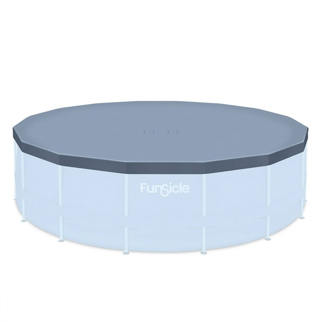 Funsicle 16 ft Round Above Ground Swimming Pool Cover, Gray, Adults