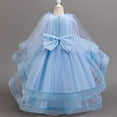 thumbnail image 5 of Hinvhai Girl Sequin Trailing Bow Fluffy Pageant Party Wedding Flower Girl Dress-Toddler formal Dresses Blue 3 Years, 5 of 5