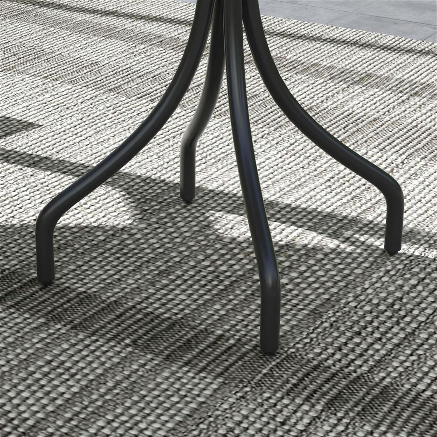 Demi Bonn 26" Round Outdoor Side Table, Steel Frame Slat Top, Garden Backyard for Outdoor Dining, Gray