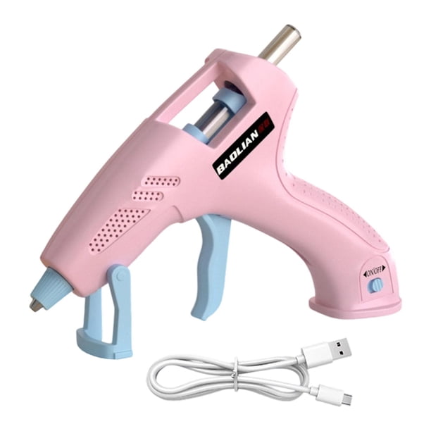 Máquina de pegamento termofusible inalámbrica, portátil, para proyectos de arte y escuela, precalentamiento rápido. Rosa