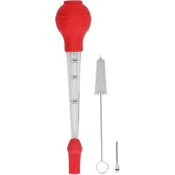 Turkey Baster, Turkey Baster Needle with Sauce Brush and Needle, Barbecue Basting Brush, Perfect for Thanksgiving or Regular Cookout(Red)