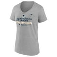 thumbnail image 2 of Women's Fanatics Heather Gray New York Yankees 2024 American League Champions Locker Room V-Neck T-Shirt, 2 of 3