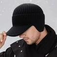 thumbnail image 3 of ZenCart Winter Ear Hat with Ear Flaps Knitted Long Brim Keep Warm Thick Elastic Anti slip Solid Color Gift for Father Grandfather Outdoor Beanie, 3 of 8