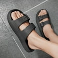 thumbnail image 7 of Double Buckle Sandals Adjustable for Women Men Flat Sandals Pillow Cloud Slippers Comfort Slide Waterproof Slip-on Shower Shoes Seaside Black 36-37, 7 of 7