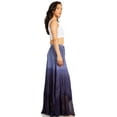 thumbnail image 4 of Sakkas Lyra Womens Bohemian Soft Brocade Rayon Tiered Embroidered Flowy Long Skirt - Navy - S/M, 4 of 5