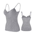 thumbnail image 2 of Xdegoge Camisole Tops for Women Built In Bra V Neck Adjustable Spaghetti Strap Sleeveless Padded Tank Top Yoga Casual Summer Basic Fitted Undershirt Sizes S-6XL, 2 of 4