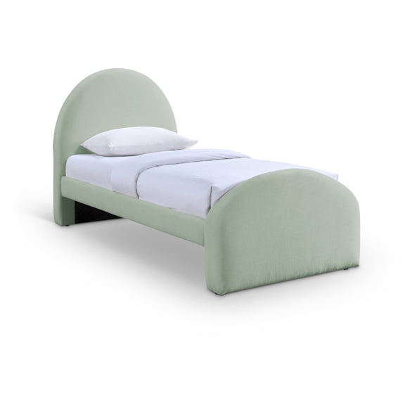 Meridian Furniture Andaz Mint Chenille Fabric Upholstered Twin Bed