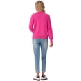 thumbnail image 5 of JWD Women Open Front Cardigan Buttons Long Sleeve Lightweight Knit Sweater Hot Pink L, 5 of 6