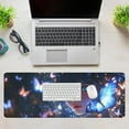 thumbnail image 7 of Anime Girl Mouse Pad Blue Purple Neon Butterfly Starry Night Extended Mousepad XXL Computer Laptop Keyboard Mouse Mat Big Aesthetic Desk Decor Pad 31.5x11.8 in, 7 of 7