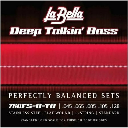 La Bella 760FS-B-TB Deep Talkin' Bass Stainless Steel Flat Wound 5-String Bass Strings for Through-Body Bridges