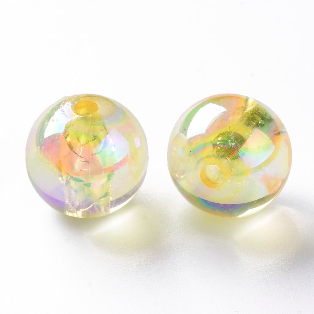 500g Transparent Acrylic Beads AB Color Plated Round Gold 16x15mm Hole: 2.8mm about 220pcs/500g