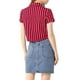 thumbnail image 3 of CAMISA CORTA DE MUJER CON RAYAS Y BOTONES, MANGA CORTA, CON NUDO EN LA PARTE FRONTAL, TALLA XL, ROJA, 3 of 7