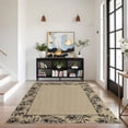 thumbnail image 2 of Hasoo 9' x 12' Area Rugs for Living Room Washable Vintage Floral Print Large Bedroom Indoor Modern Geometric Bordered Rug Soft Non Slip Carpet for Dining Room Apartment Office, Brown, 2 of 5