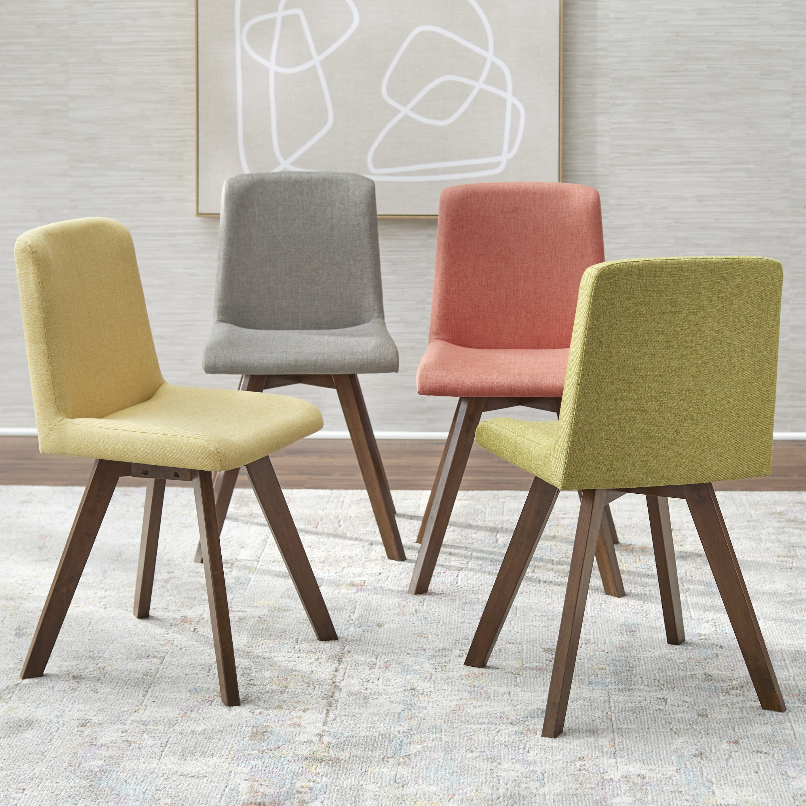 TMS Rochelle Indoor Dining Chairs, Set of 4, Walnut/Multi-color