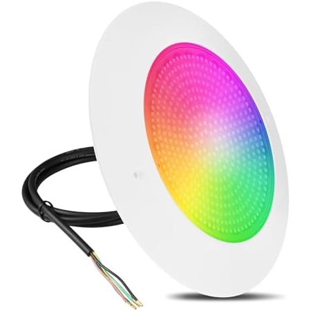 P0-1 10" RGB Pool Light - 6.4FT Cords, DC12V 40W 4000LM, LED Dimmable Underwater Light, IP68 Waterproof, Color Changing Fixture