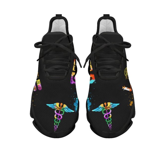 Zapatos de enfermera con alas de ángel para mujer, calzado informal antideslizante para correr, zapatillas de tenis de malla con amortiguación y punta redonda.