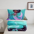 thumbnail image 5 of Black Mermaid Comforter Set Twin Black Princess Bedding Sets Cute Ocean Mermaid Bed Comforter Sets American African Quilt Set Marine Life Room Decor 1 Pillow Case, 5 of 7