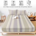 thumbnail image 5 of Twin XL Size Fitted Sheet Set - Farmhouse Stripe 2 Piece Bedding Sets 16" Deep Pocket Fitted Sheet with 1 Pillowcases, Boho Country Vintage Purple Striped Brushed Microfiber Hotel Luxury Bed Sheets, 5 of 9
