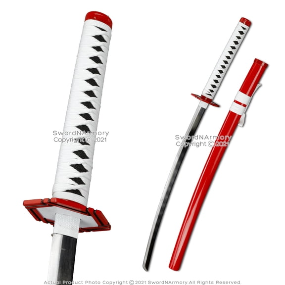 Munetoshi Red Steel Giyu Tomioka Nichirin Katana Sword Demon Killer Anime Fantasy